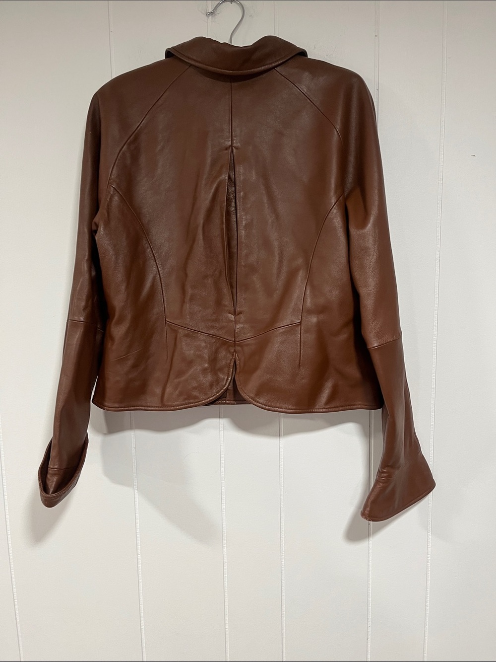bagatelle Brown Leather Button-Front Jacket 12 - Picture 6 of 11